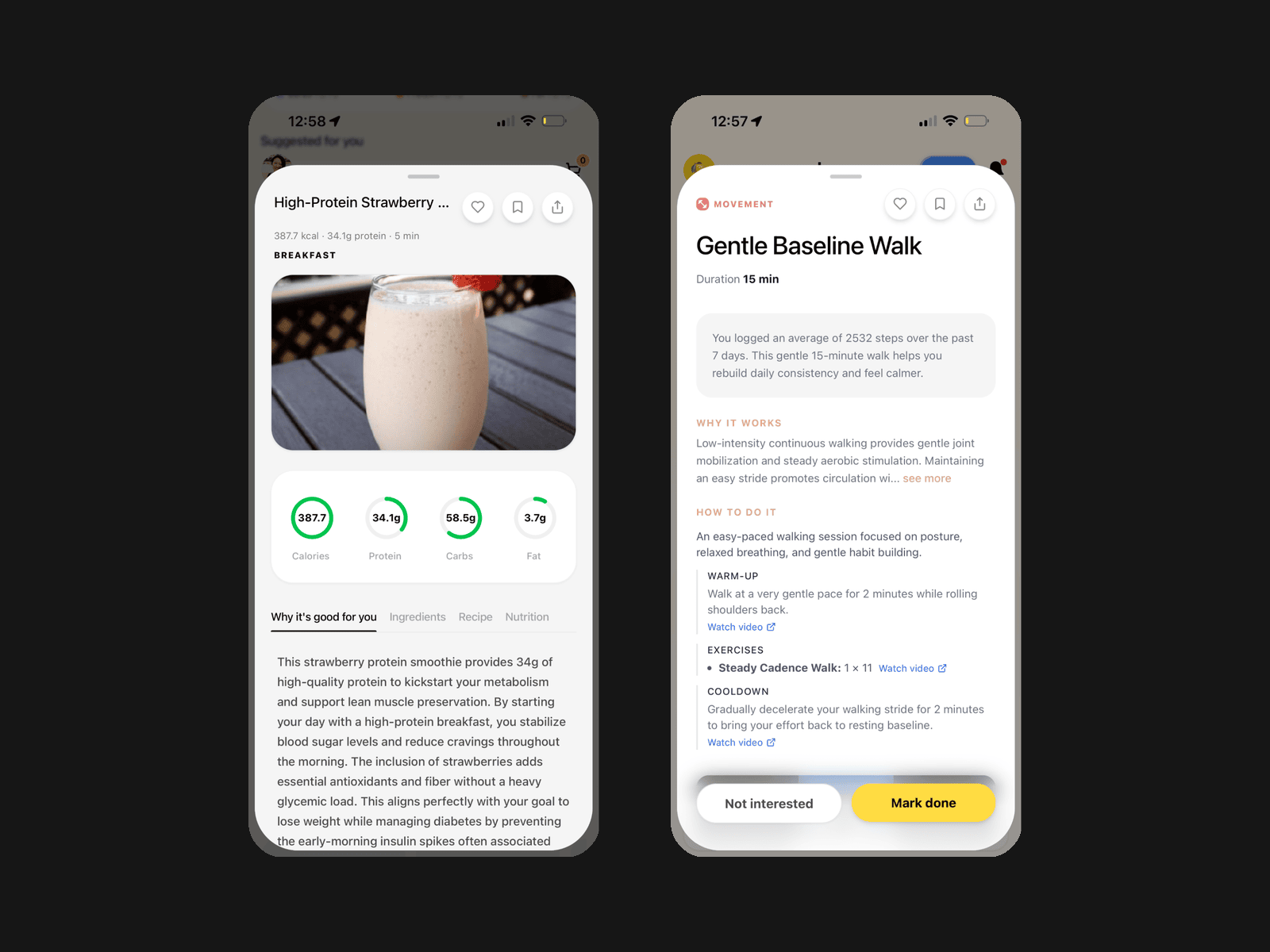 Lemon recipe and daily recommendation with a share button